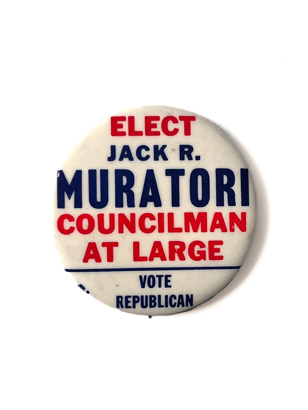 Vintage 70s NYC Jack Muratori for Queens Councilman Campaign Pin Back Button